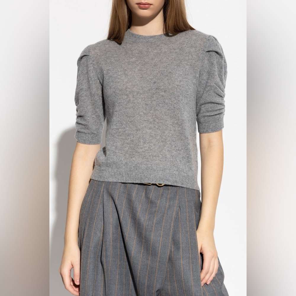 NWT $428 Frame Ruched Sleeve Cashmere Sweater